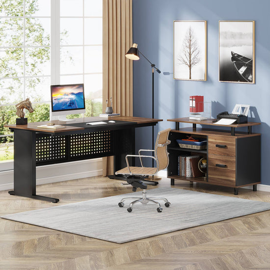 Tribesigns L-Shaped Desk, 63" Computer Executive Desk with File Cabinet Tribesigns