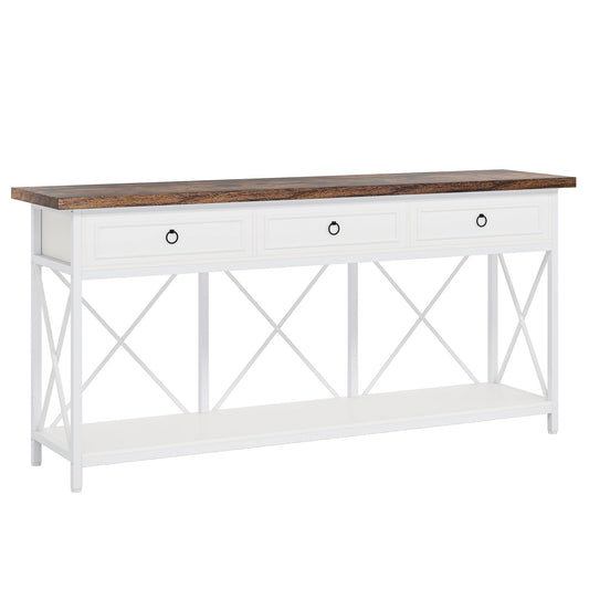 Console Table, 70.8" Sofa Foyer Table with 3 Drawers & Storage Shelf Tribesigns