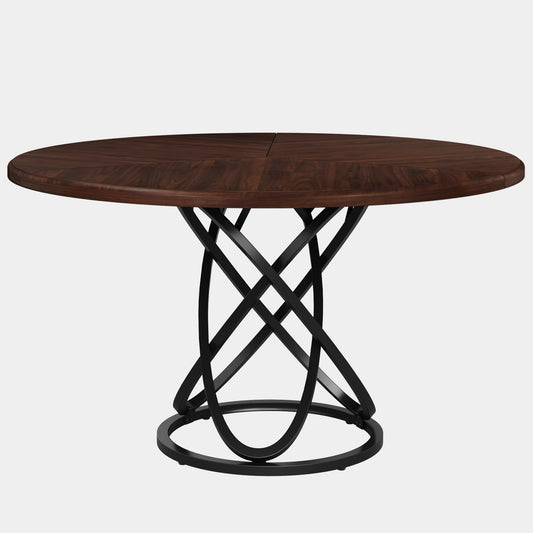 47" Round Dining Table, Dinner Kitchen Table with Metal Base Tribesigns