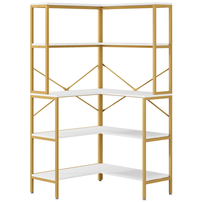 5-Tier Corner Bookshelf, 67" Tall L-Shaped Bookcase Display Organizer Tribesigns