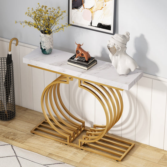 Console Table, 40 inch Entryway Sofa Table with Gold Base Tribesigns