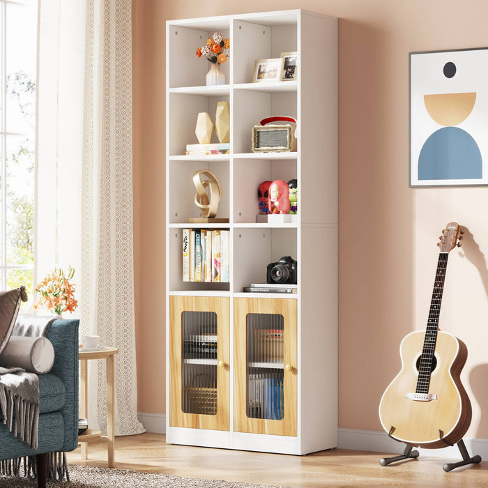 Tribesigns Bookcase, 79" Narrow Bookshelf 6 Tier Cube Organizer with Door Tribesigns