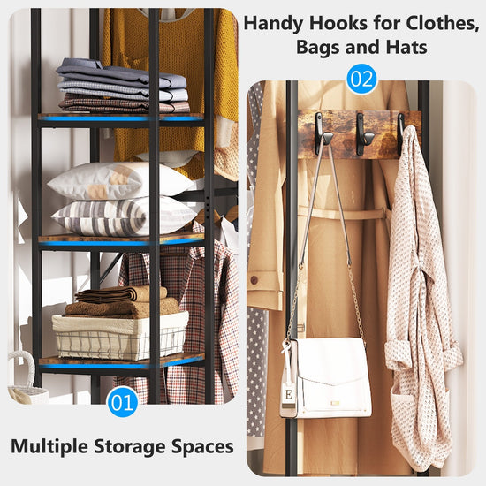 L Shape Clothes Rack, Corner Garment Rack with Storage Shelves Tribesigns