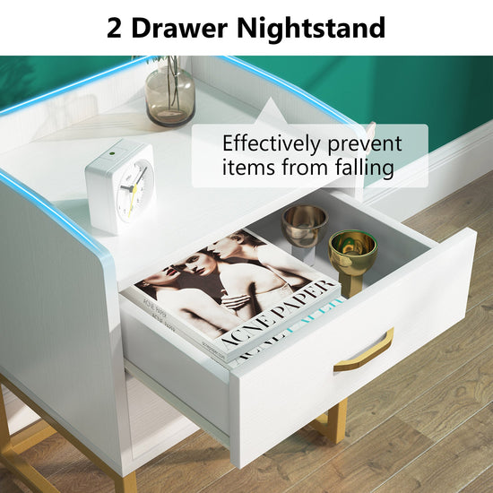 Nightstand, Modern 2-Drawer Bedside Table Wood Sofa End Table Tribesigns
