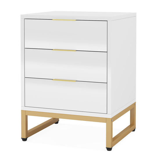 Nightstand, Modern Bedside End Table with 3 Storage Drawers Tribesigns