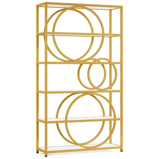 Tribesigns Bookshelf, 5-Tier Bookcase Display Rack with Chic Circular Design Tribesigns