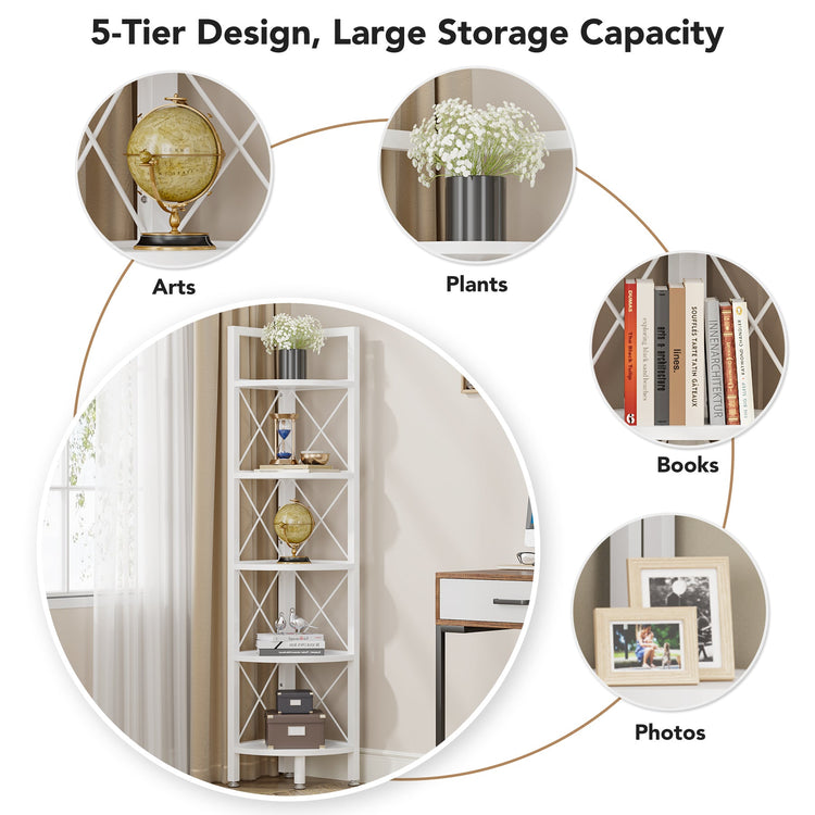 Tribesigns Corner Shelf, 5 Tier Corner Bookshelf and Bookcase Tribesigns