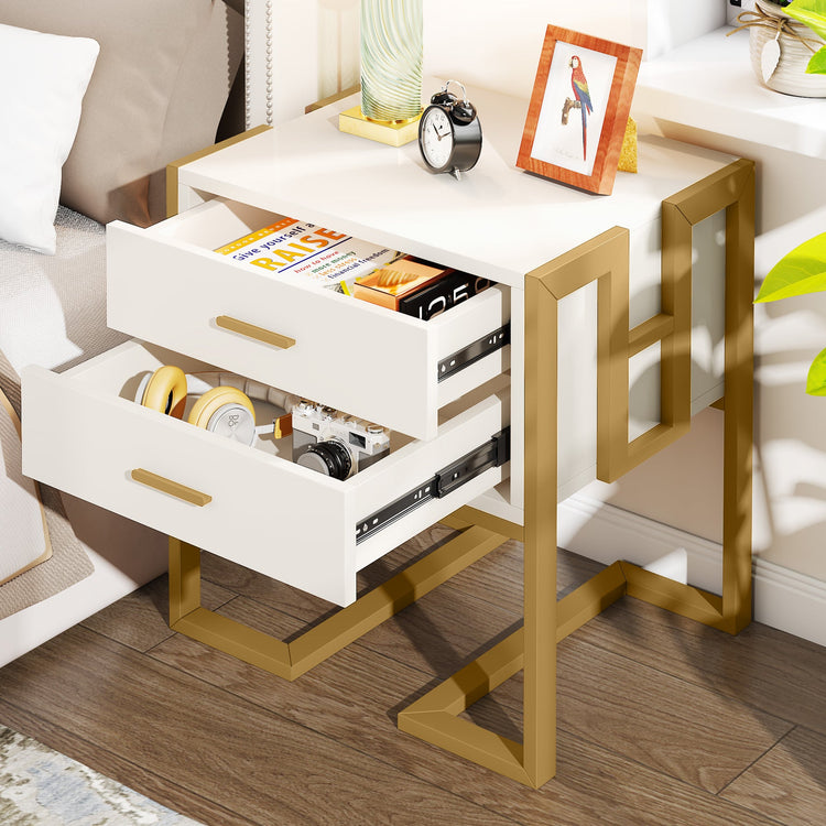 Nightstand, 21" Wide Bedside End Table with 2-Drawer Tribesigns
