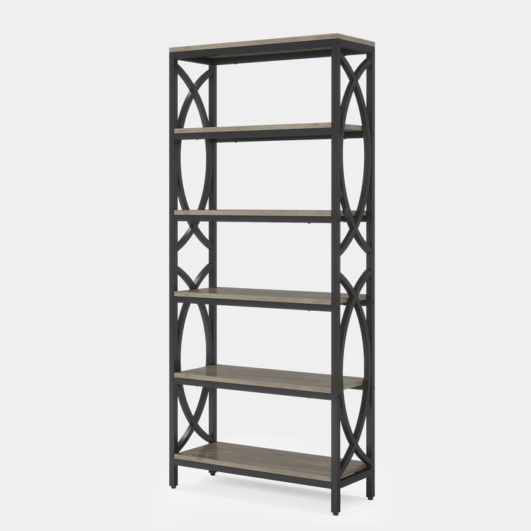 6-Tier Bookshelf, 70.8" Tall Bookcase Open Storage Shelf with Metal Frame Tribesigns