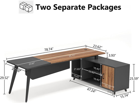 Tribesigns L-Shaped Desk, 78.74 Inch Executive Office Desk with File Cabinet Tribesigns