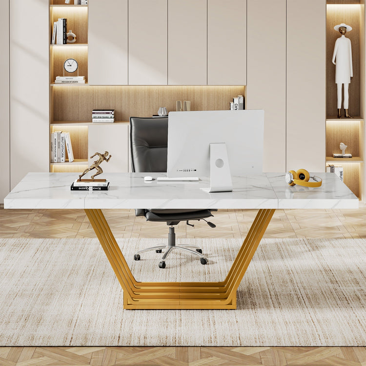 63-Inch Executive Desk Modern Computer Desk with Metal Frame Tribesigns