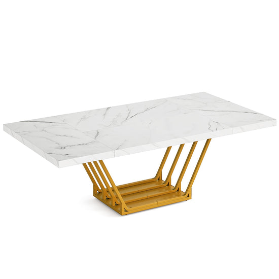 63-Inch Modern Dining Table with Faux Marble Top for 4-6 People Tribesigns