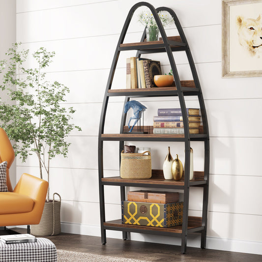 5-Tier Bookshelf, 69" Tall Open Etagere Bookcase Display Shelf Unit Tribesigns