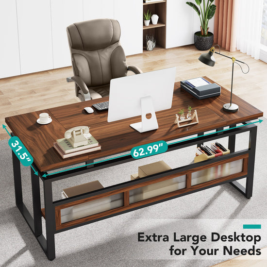 63" Executive Desk, Large Computer Office Desk with Thickened Board Tribesigns