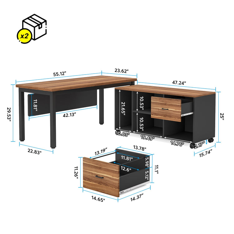 Tribesigns L-Shaped Desk, Executive Computer Desk with Storage Cabinet Tribesigns