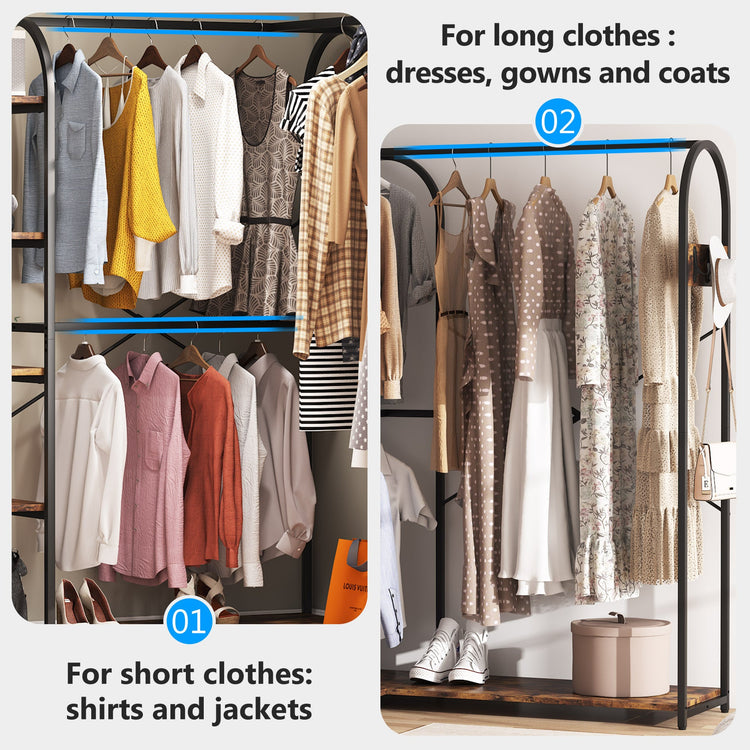 L Shape Clothes Rack, Corner Garment Rack with Storage Shelves Tribesigns