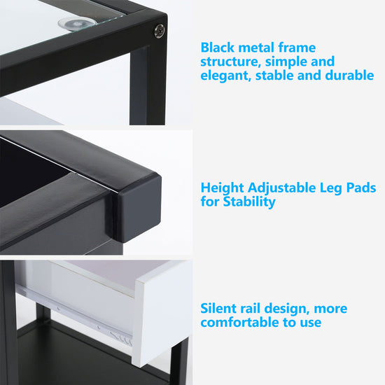 Nightstand, Modern Side End Table with Drawer and Shelf Tribesigns