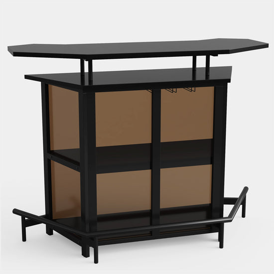 Home Bar Unit, 4-Tier MetalBar Cabinet with Tan Acrylic Curved Front Tribesigns