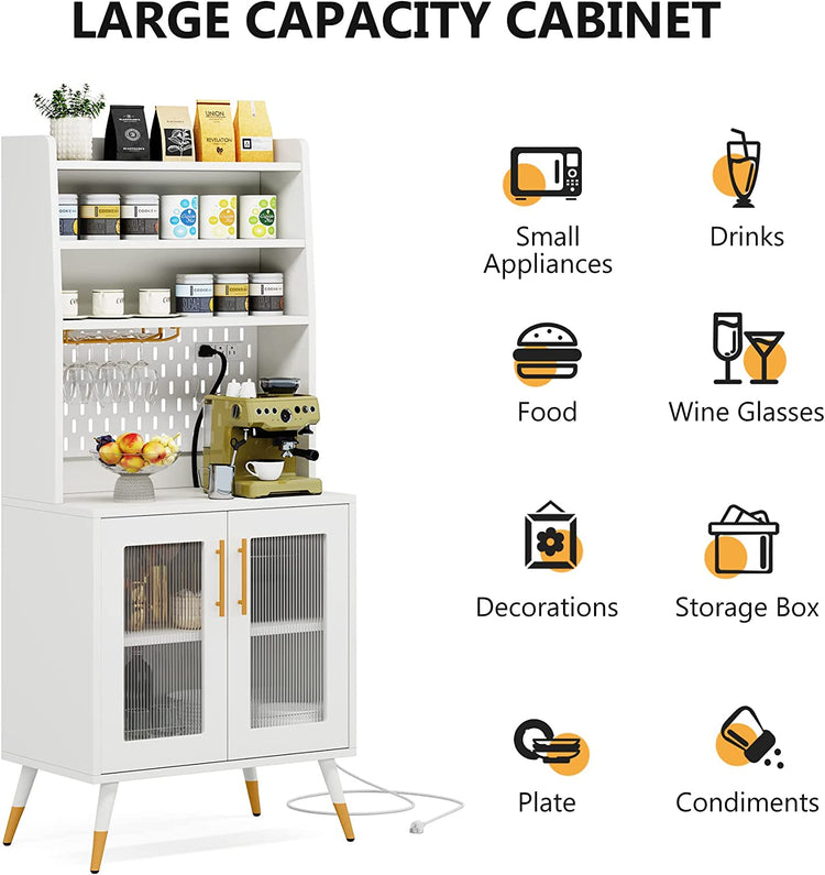 Kitchen Baker's Rack, 6 Tier Storage Cabinet with Power Outlet Tribesigns