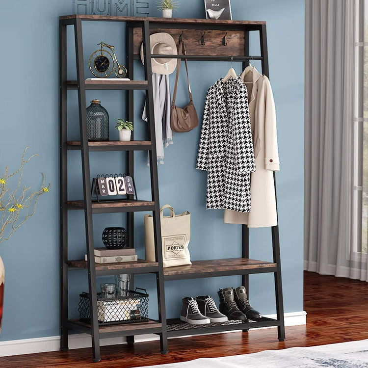 Freestanding Closet Organizer, Hall Trees with Shoes Bench Tribesigns