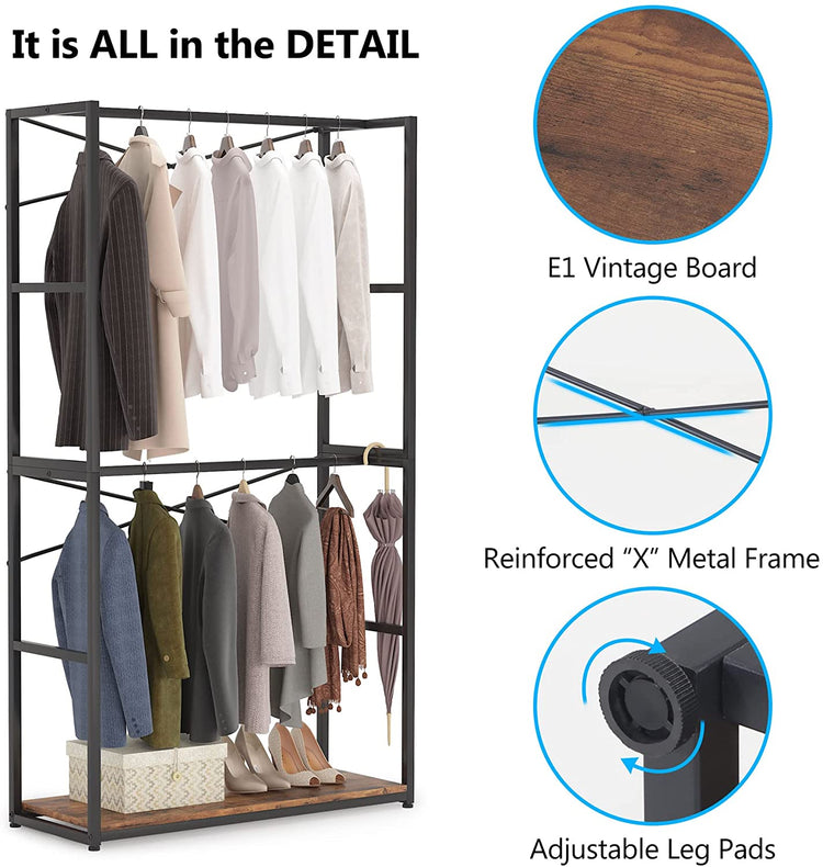 Freestanding Closet Organizer, Open Wardrobe Clothing Rack Tribesigns