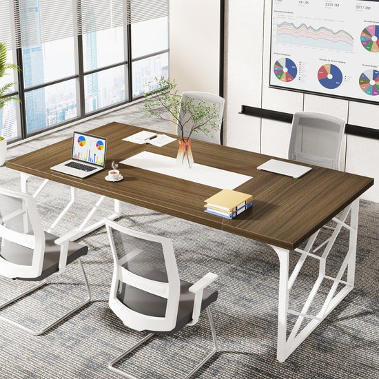 74.8" Executive Desk, Stylish Computer Desk with Heavy-Duty Metal Frame Tribesigns