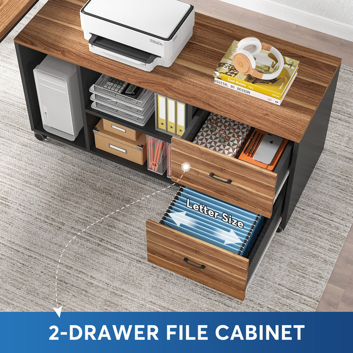 Tribesigns L-Shaped Desk, Executive Computer Desk with Storage Cabinet Tribesigns