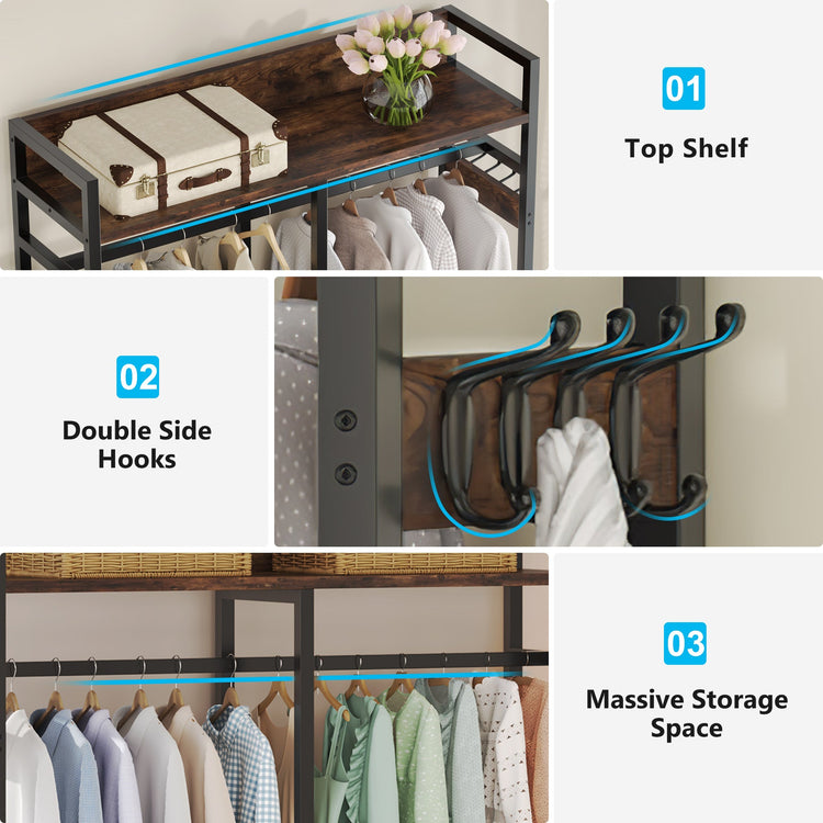 Freestanding Closet Organizer, Garment Rack with Drawers & Shelves Tribesigns