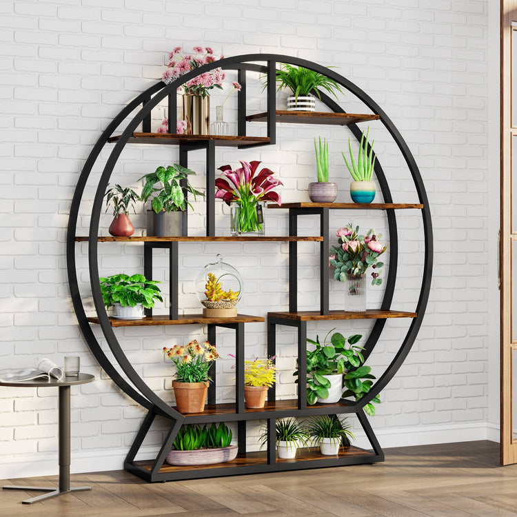 Plant Stand, 63" Round Flower Pot Plant Rack with 8 Shelves Tribesigns