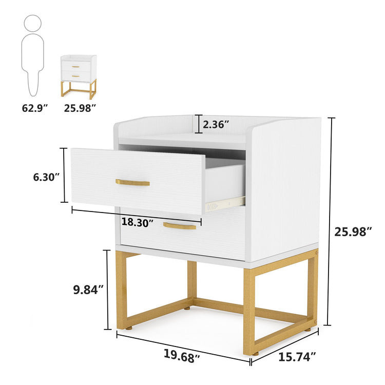 Nightstand, Modern 2-Drawer Bedside Table Wood Sofa End Table Tribesigns