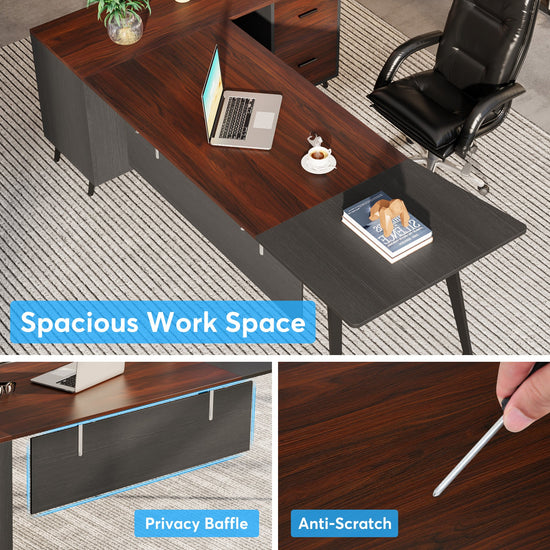 Tribesigns Executive Desk, 87” L-Shaped Computer Desk with 51” File Cabinet Tribesigns