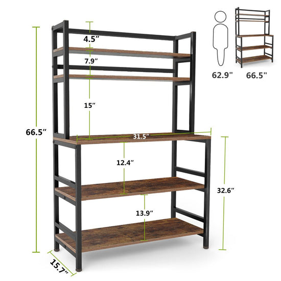 Kitchen Baker's Rack, 5-Tier Freestanding Kitchen Utility Storage Shelf Tribesigns