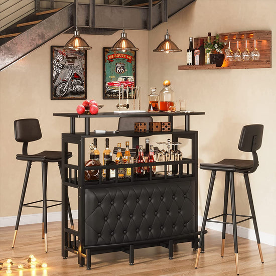 Bar Unit for Liquor, Home Entertainment Bar with Storage and Footrest Tribesigns