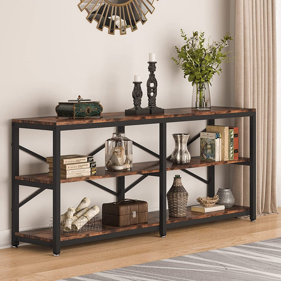 Console Table, 70.9 inch Long Sofa Table with Storage Shelves Tribesigns