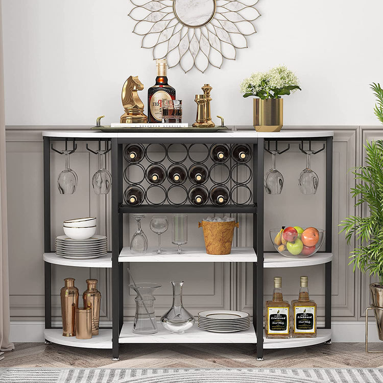 Wine Rack, 47 Inch Freestanding Wine Bar Cabinet with Storage Shelves Tribesigns