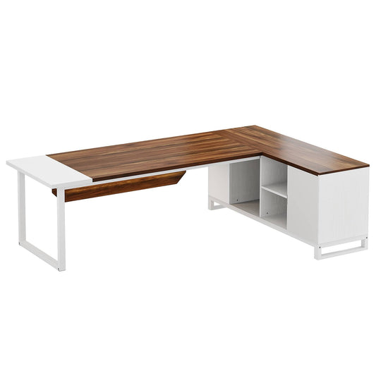 L-Shaped Desk, 86.6" Executive Desk with 55" File Cabinet Tribesigns