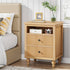 Wood Nightstand, 2 Drawers Sofa Side Table with Open Storage Space Tribesigns
