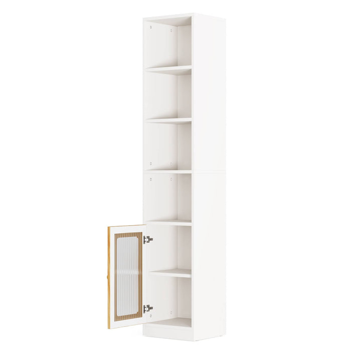 Tribesigns Bookcase, 79" Narrow Bookshelf 6 Tier Cube Organizer with Door Tribesigns