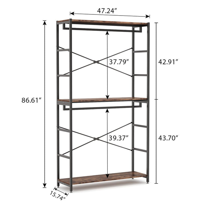 Freestanding Closet Organizer, 86" Garment Rack with Shelves & Hanging Rods Tribesigns