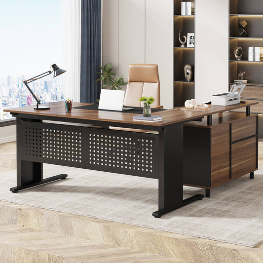 Tribesigns L-Shaped Desk, 63" Computer Executive Desk with File Cabinet Tribesigns