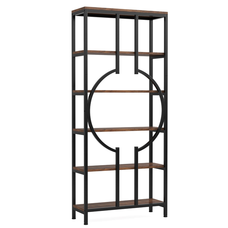 6-Tier Bookshelf, 70.9" Industrial Bookcase Display Shelf Tribesigns