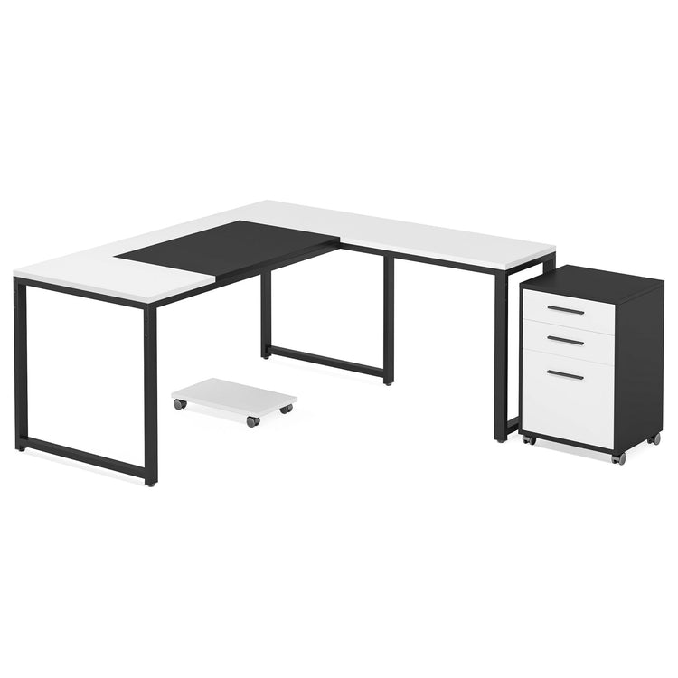 Tribesigns Tribesigns L-Shaped Desk, 63" Executive Computer Desk with Mobile File Cabinet