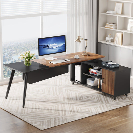 Tribesigns L-Shaped Desk, 78.74 Inch Executive Office Desk with File Cabinet Tribesigns