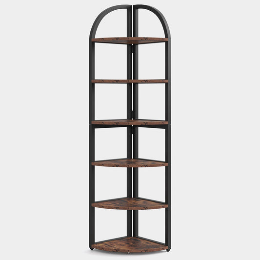 6-Tier Corner Shelf, 71 inch Tall Corner Bookshelf for Small Space Tribesigns