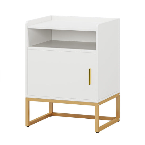 Nightstand, Modern Bedside Table with Cabinet and Storage Shelf Tribesigns