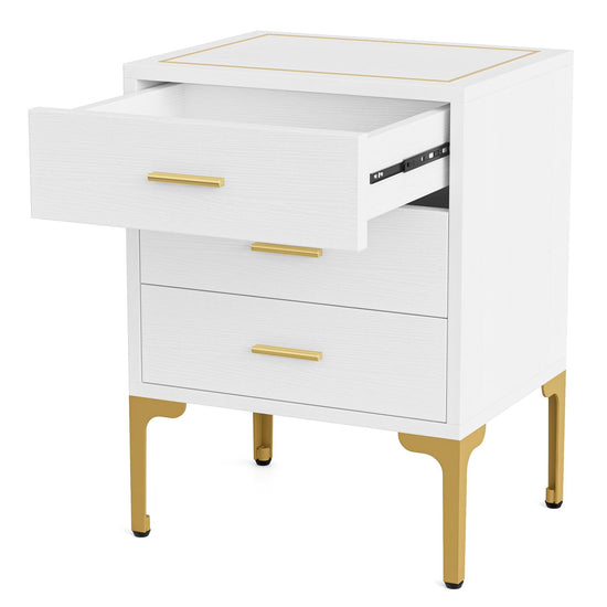 Nightstand, Modern 3 Drawers Bedside Table with Square Side Top Tribesigns