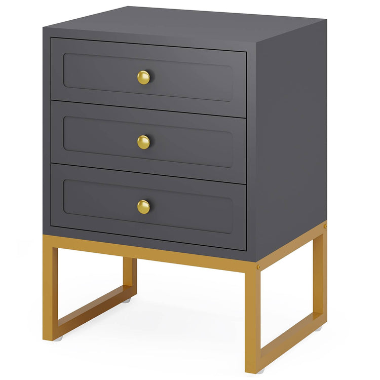 Nightstand, Modern Bedside End Table with 3 Drawers Tribesigns