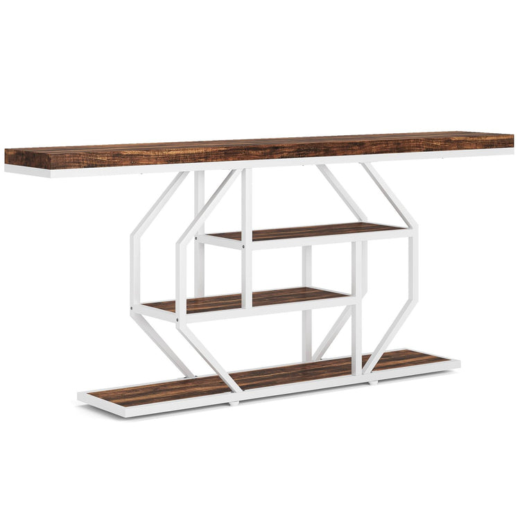 Console Table, 70.9 inch Sofa Table with 4 Tier Storage Shelves Tribesigns