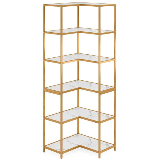 Corner Bookshelf, 70.5" L-Shaped 6-Shelf Etagere Bookcase Tribesigns