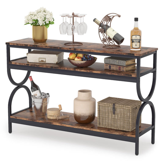 Console Table, 55" Sofa Table with 3-Tier Storage Shelves Tribesigns